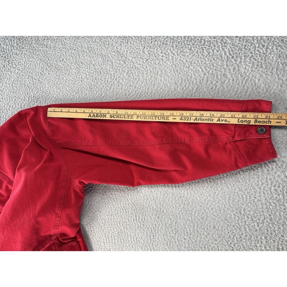 Vintage Abercrombie & Fitch Chore Coat Medium Red Corduroy Trim Oversized Lined - Picture 15 of 16